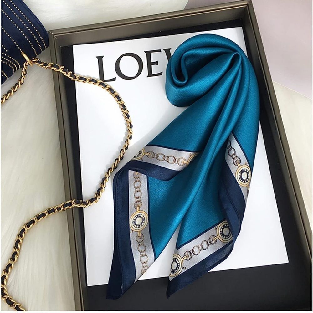 Teal blue Silk Scarf